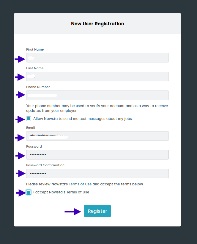 Nowsta: Create your account