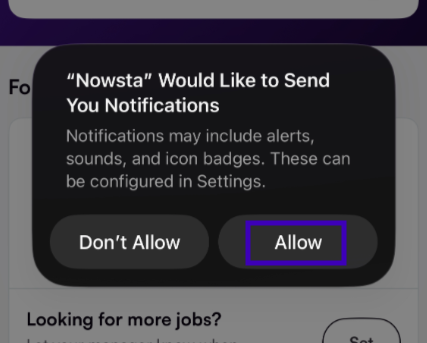 Nowsta: Turn on alerts