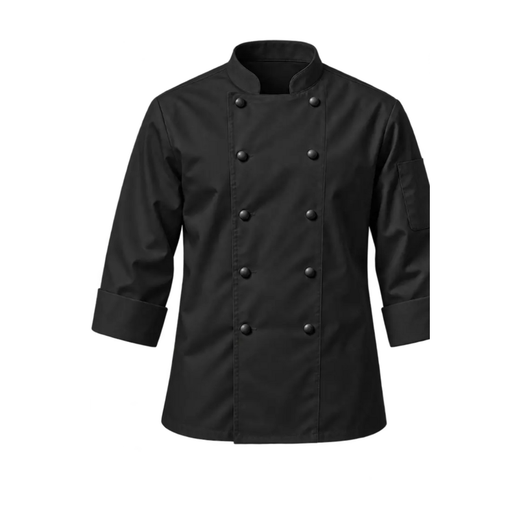 Black double-breasted chef coat